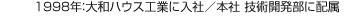 1998年：大和ハウス工業(yè)に入社／本社 技術(shù)開発部に配屬