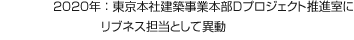 2020年：東京本社建築事業(yè)本部Ｄプロジェクト推進室にリブネス擔當として異動