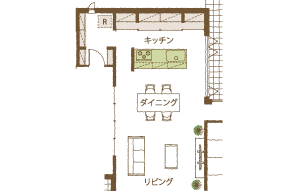 『振り向けば手が屆く』キッチン間取り図