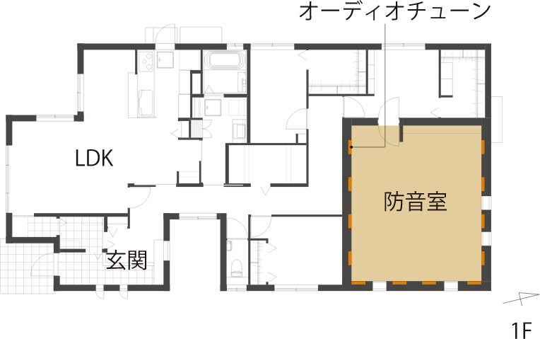 防音室「奏でる家」事例詳細(xì)間取り