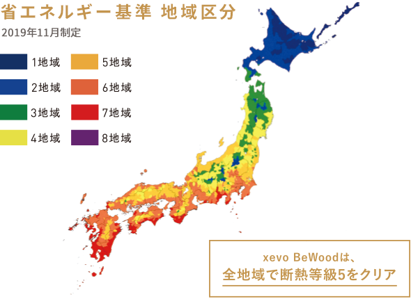 省エネルギー基準　地域區分 2019年11月制定