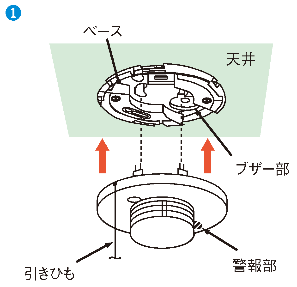 ベース 天井 ブザー部 引きひも 警報(bào)部