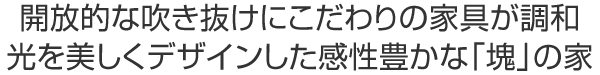 開放的な吹き抜けにこだわりの家具が調和 光を美しくデザインした感性豊かな「塊」の家