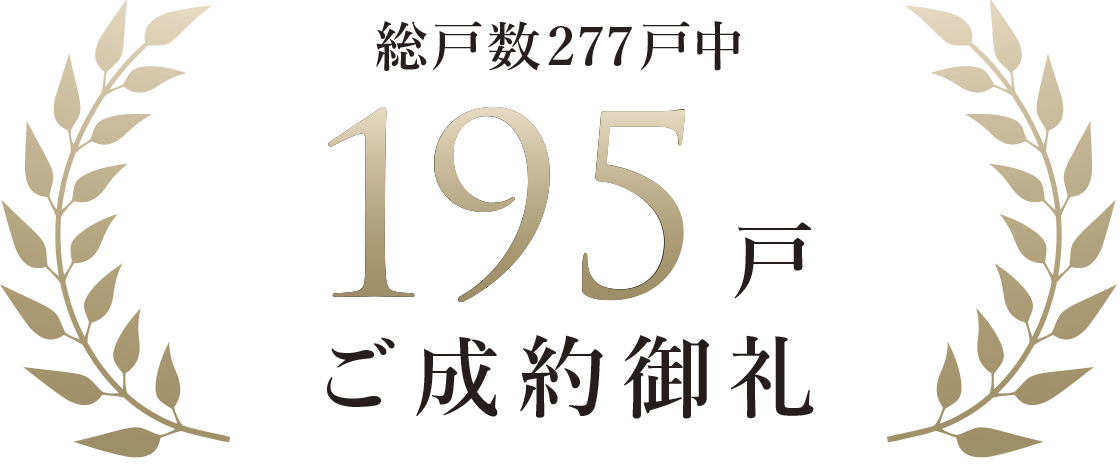 総戸數277戸中 195戸 ご成約御禮