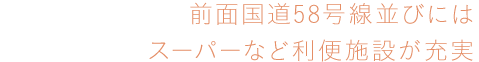 前面國道58號線並びにはスーパーなど利便施設(shè)が充実