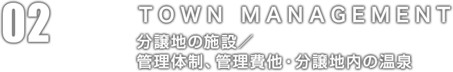 02：TOWN MANAGEMENT 分譲地の施設／管理體制、管理費他?分譲地內の溫泉