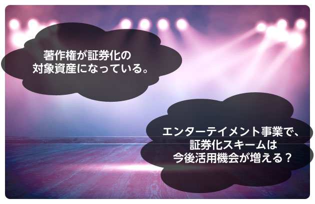 「著作権が証券化の対象資産になっている。」「エンターテイメント事業で、証券化スキームは今後活用機會が増える？」