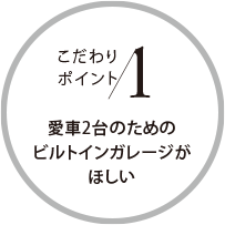 こだわりポイント1 愛車2臺のためのビルトインガレージがほしい