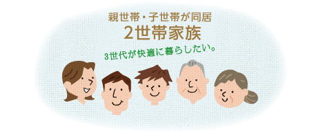 親世帯?子世帯が同居「2世帯家族」3世代が快適に暮らしたい。