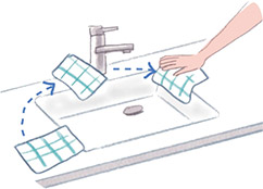 洗面カウンターをひと拭き