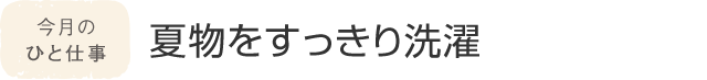 今月のひと仕事 夏物をすっきり洗濯